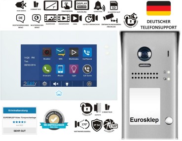 Preview: Einfamilienhaus Video Türsprechanlage Aufputz ZD49 7" + DT607ID/-S1 RFID 170° Fischaugenkamera